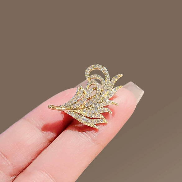 Wholesale Alloy Feather Brooch Women's Natural Style Electroplated