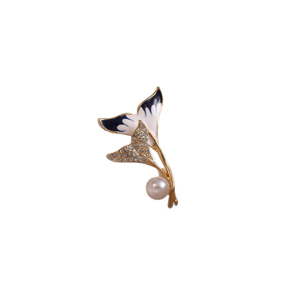 Wholesale Alloy Fishtail Brooch Electroplated For Women Light Luxury Minimalist Style