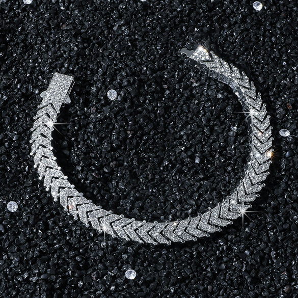 Wholesale Alloy Fishtail Stitching Cuban Chain Necklace Hiphop Style Geometric Diamond Design Unisex