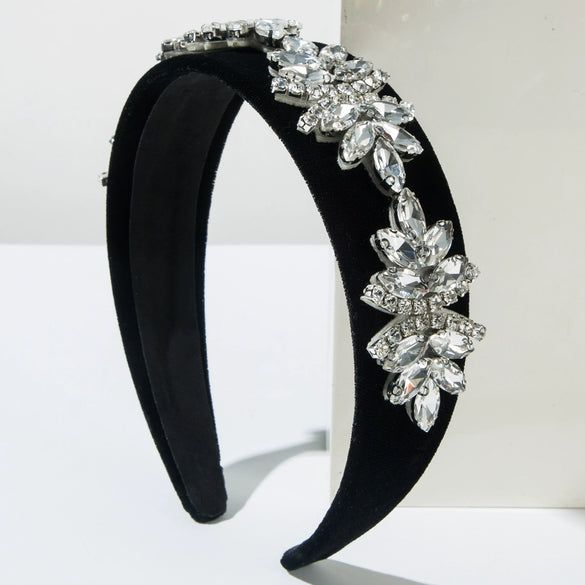 Wholesale Alloy Flannel Baroque Diamond Flower Headband For Women
