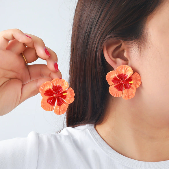 Wholesale Alloy Floral Dripping Oil Earrings For Women