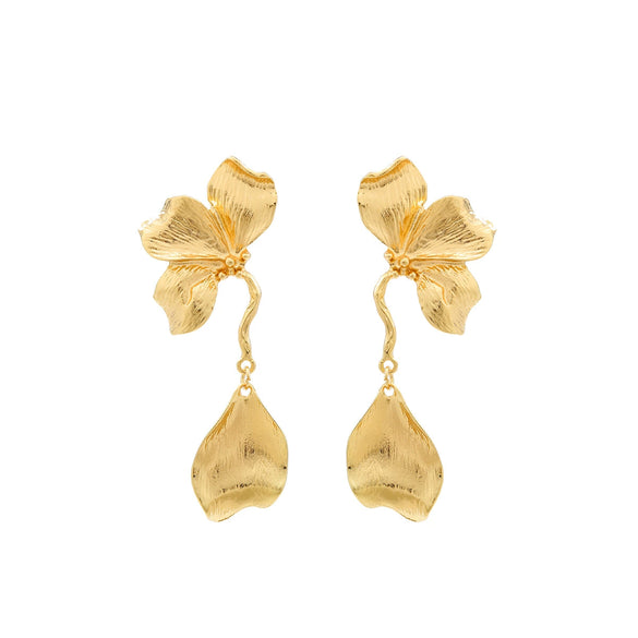 Wholesale Alloy Flower And Leaves Pattern Electroplated Women's Fashion Earrings