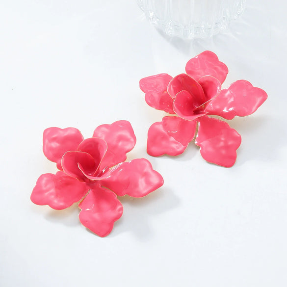 Wholesale Alloy Flower Dripping Oil Fashion Exaggerated Women's Earrings