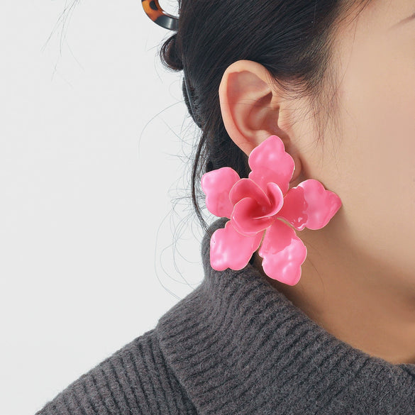Wholesale Alloy Flower Dripping Oil Fashion Exaggerated Women's Earrings
