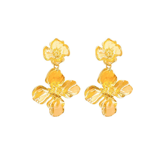 Wholesale Alloy Flower Earrings For Women Electroplated Light Luxury Retro Style