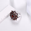 Wholesale Alloy Flower Geometric Ring For Women With Electroplating Treatment And Garnet Red Zircon