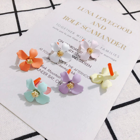 Wholesale Alloy Flower Hanging Earrings Jewelry Accessories With Baking Paint