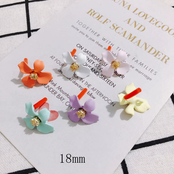 Wholesale Alloy Flower Hanging Earrings Jewelry Accessories With Baking Paint