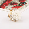 Wholesale Alloy Flower Resin Ring With Diamond Design