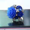 Wholesale Alloy Flower Resin Ring With Diamond Design