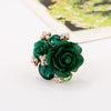 Wholesale Alloy Flower Resin Ring With Diamond Design