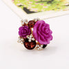 Wholesale Alloy Flower Resin Ring With Diamond Design