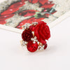 Wholesale Alloy Flower Resin Ring With Diamond Design