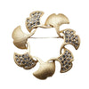 Wholesale Alloy Flower Shaped Ginkgo Leaf Brooch For Women Electroplated Retro Simple Rhinestone Fixed High Grade All Match Corsage