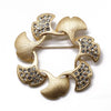 Wholesale Alloy Flower Shaped Ginkgo Leaf Brooch For Women Electroplated Retro Simple Rhinestone Fixed High Grade All Match Corsage