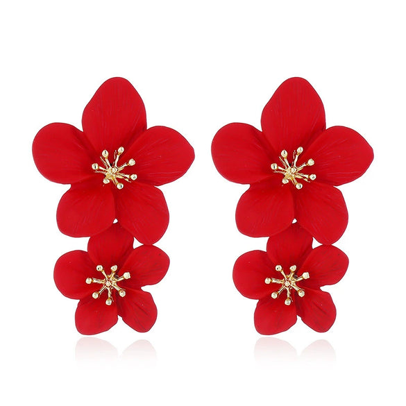 Wholesale Alloy Fresh Flower Baking Paint Earrings For Women