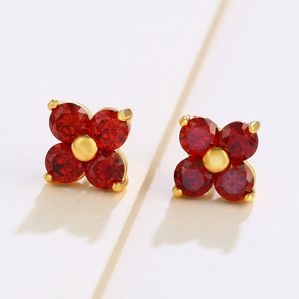 Wholesale Alloy Fresh Style Flower Inlaid Zirconium Earrings For Women