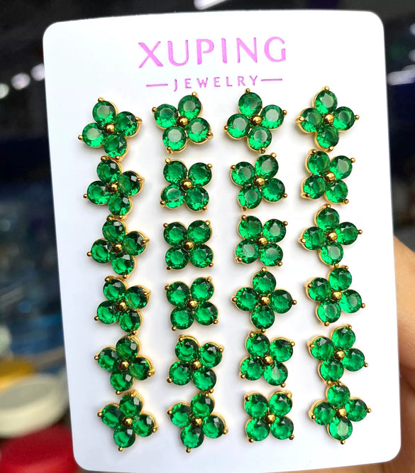 Wholesale Alloy Fresh Style Flower Inlaid Zirconium Earrings For Women