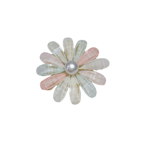 Wholesale Alloy Freshwater Pearl Flower Plaid Brooch Women's Clothing Accessory Set With Pearls