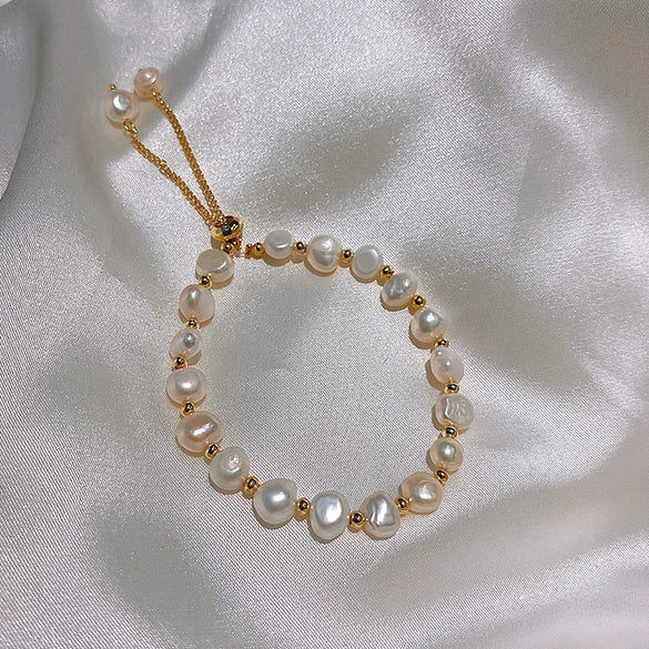 Wholesale Alloy Freshwater Pearl Geometric Irregular Bracelet For Women With Retro Style