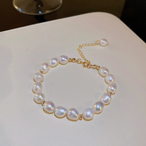 Wholesale Alloy Freshwater Pearl Geometric Irregular Bracelet For Women With Retro Style