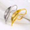 Wholesale Alloy Frosted Leaf Shape Opening Ring Electroplated Women's Retro Highgrade Finger Ring Light Luxury