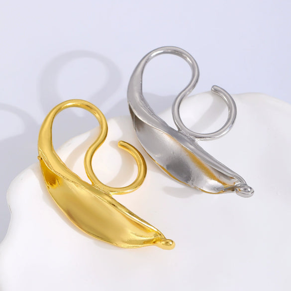 Wholesale Alloy Frosted Leaf Shape Opening Ring Electroplated Women's Retro Highgrade Finger Ring Light Luxury