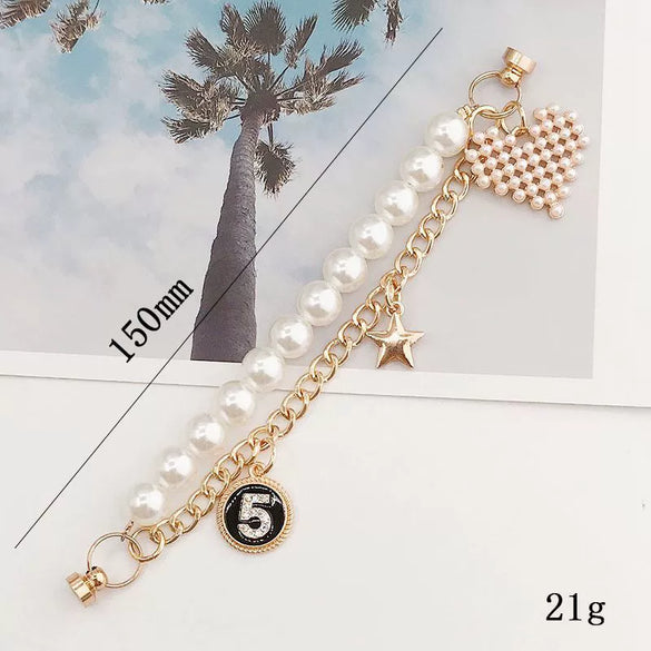 Wholesale Alloy Frosted Pearl Bow Bracelet With Screw Buckle Electroplated Trendy For Women