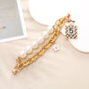 Wholesale Alloy Frosted Pearl Bow Bracelet With Screw Buckle Electroplated Trendy For Women
