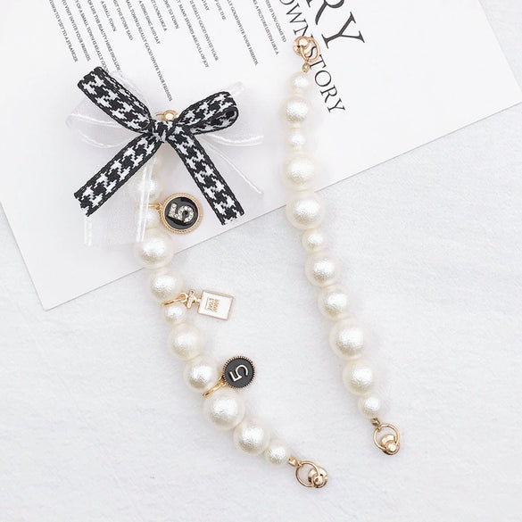 Wholesale Alloy Frosted Pearl Bow Bracelet With Screw Buckle Electroplated Trendy For Women