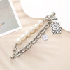 Wholesale Alloy Frosted Pearl Bow Bracelet With Screw Buckle Electroplated Trendy For Women