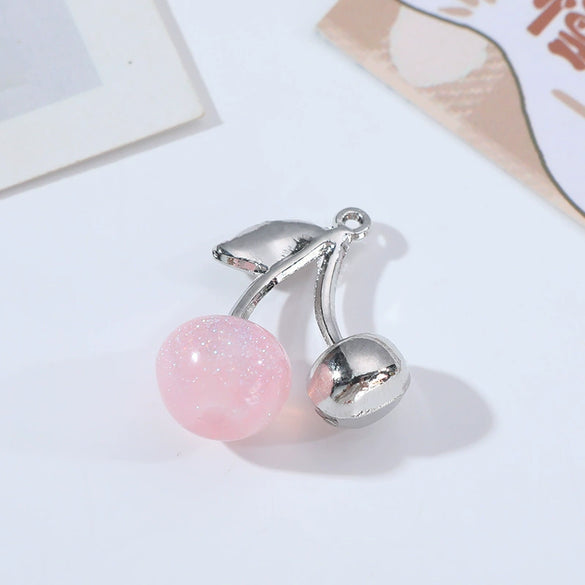 Wholesale Alloy Fruit Cherry Style Electroplated Diy Earrings And Hair Accessory Pendant Materials