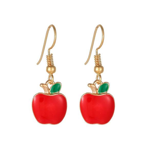 Wholesale Alloy Fruit Earrings With Geometric Pattern Electroplating Cute Style