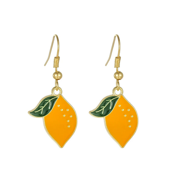 Wholesale Alloy Fruit Earrings With Geometric Pattern Electroplating Cute Style
