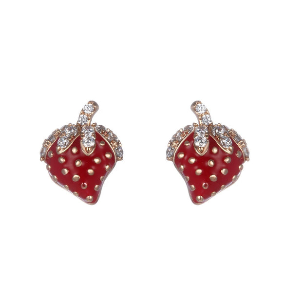 Wholesale Alloy Fruit Strawberry Style Electroplated Women's Earrings