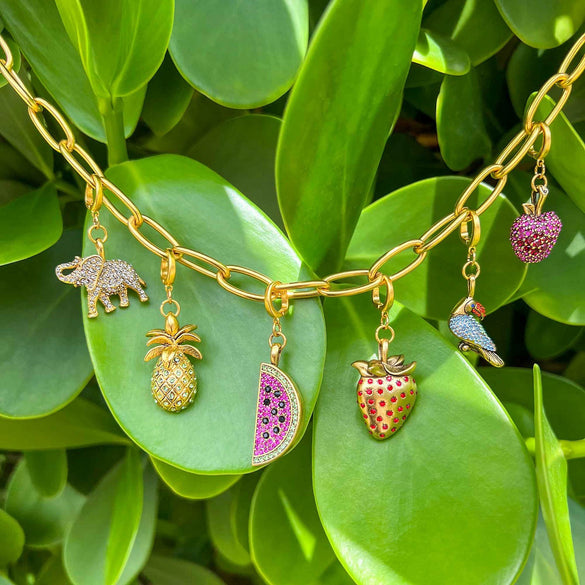 Wholesale Alloy Fruit Style Watermelon Pendant Necklace With 18K Gold Electroplating For Women