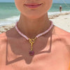 Wholesale Alloy Fruit Style Watermelon Pendant Necklace With 18K Gold Electroplating For Women