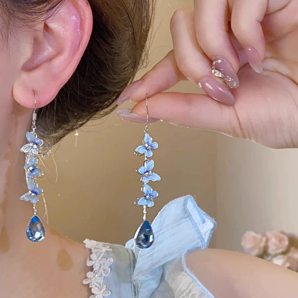 Wholesale Alloy Geometric And Butterfly Pattern Earrings Set With Gemstones For Women