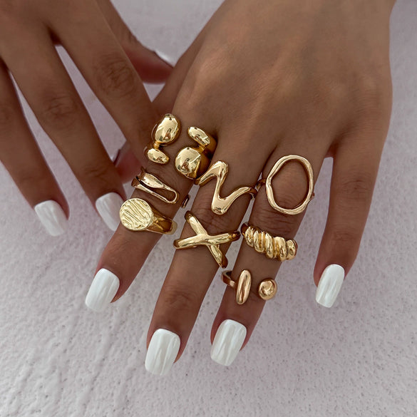 Wholesale Alloy Geometric Asymmetrical Water Drop Hug Ring With Electroplating For Women