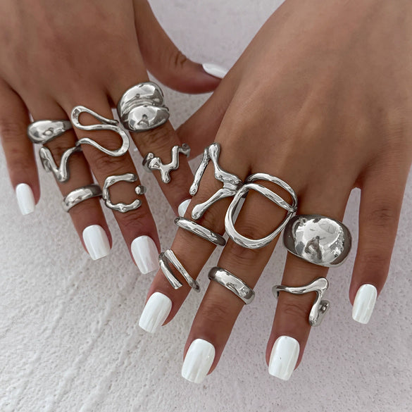 Wholesale Alloy Geometric Asymmetrical Water Drop Hug Ring With Electroplating For Women