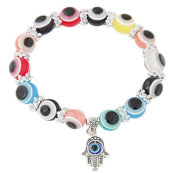 Wholesale Alloy Geometric Beaded Evil Eye Hand Of Fatima Women's Bracelet Jewelry