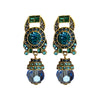 Wholesale Alloy Geometric Blue Crystal Diamondencrusted Electroplated Women's Earrings