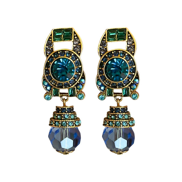 Wholesale Alloy Geometric Blue Crystal Diamondencrusted Electroplated Women's Earrings