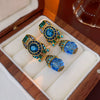 Wholesale Alloy Geometric Blue Crystal Diamondencrusted Electroplated Women's Earrings