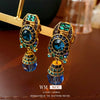 Wholesale Alloy Geometric Blue Crystal Diamondencrusted Electroplated Women's Earrings