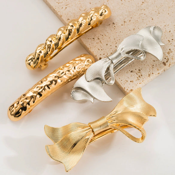 Wholesale Alloy Geometric Bow Hairpin For Women With Electroplating Treatment