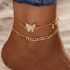 Wholesale Alloy Geometric Butterfly Women's Punk Beach Anklet