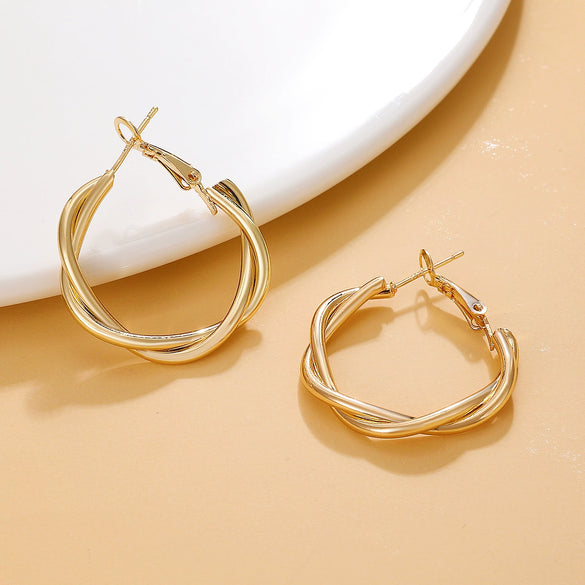 Wholesale Alloy Geometric Circle Cshaped Electroplated Women's Earrings