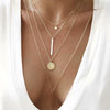 Wholesale Alloy Geometric Coin Round Pendant Snake Bone Chain Three Layer Women's Necklace Set With Electroplating