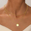 Wholesale Alloy Geometric Coin Round Pendant Snake Bone Chain Three Layer Women's Necklace Set With Electroplating